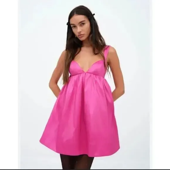 NWT FOR LOVE & LEMONS SELENA MINI DRESS Hot Pink Small - Picture 3 of 12